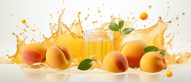Composition réaliste de jus d'abricot avec tranche