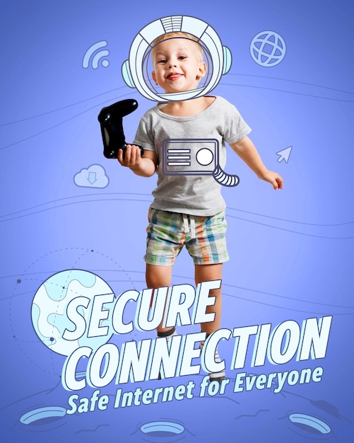 Photo composition sur la sécurité sur internet pour les enfants et les jeunes