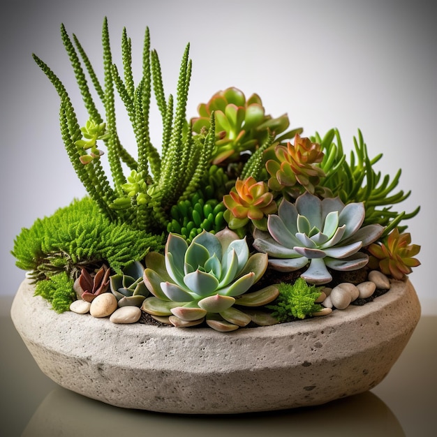 Composition de succulentes en pot