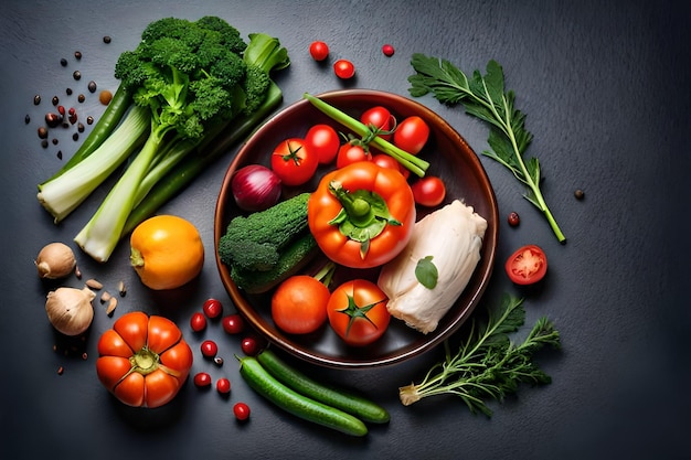 Composition avec une variété de légumes biologiques frais isolés sur blanc