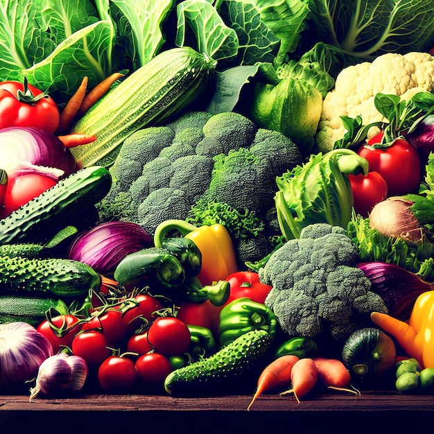 Composition avec une variété de légumes frais biologiques crus à large bannière