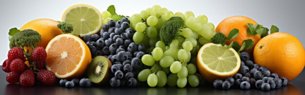 Photo composition avec une variété de légumes et de fruits frais diète équilibrée