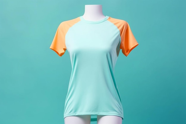 Composition avec des vêtements de sport sur mannequin sur fond pastel Vêtements de sport colorés à la mode Concept de sport de remise en forme Photographie de produit de studio de publicité générée par l'IA