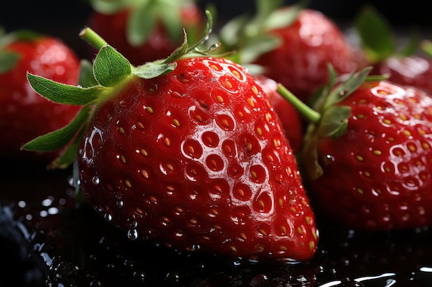Composition vibrante de fraise réaliste sur un arrière-plan merveilleux IA générative