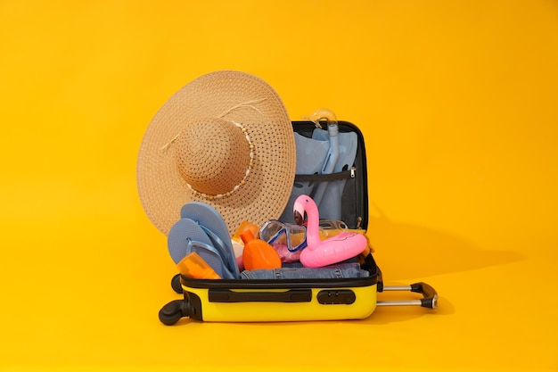 Composition de voyages et de vacances avec valise