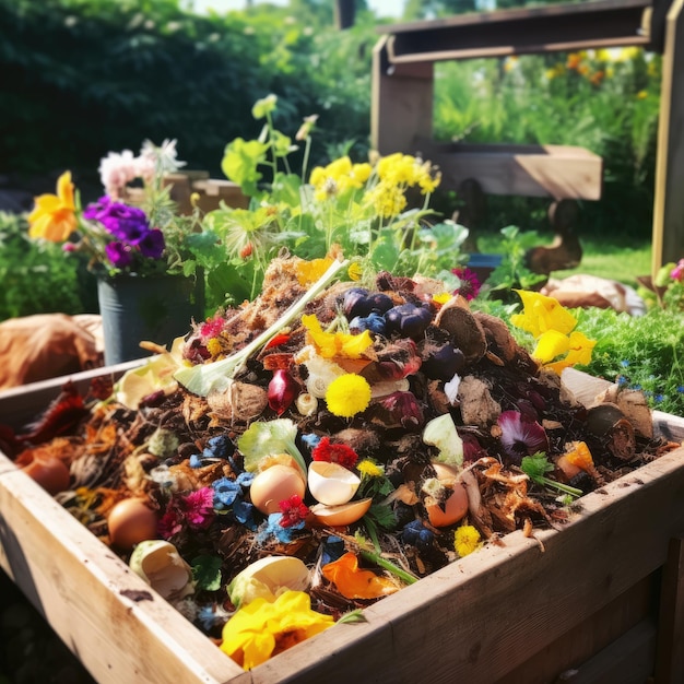 Compostage des restes de cuisine dans un bac à compost de jardin