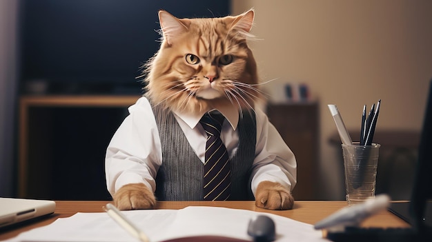 Comptable de chat au bureau