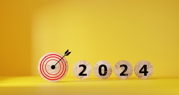 Photo compte à rebours jusqu'en 2024 année de chargement de 2023 à 2024 concept de début de nouvelle année