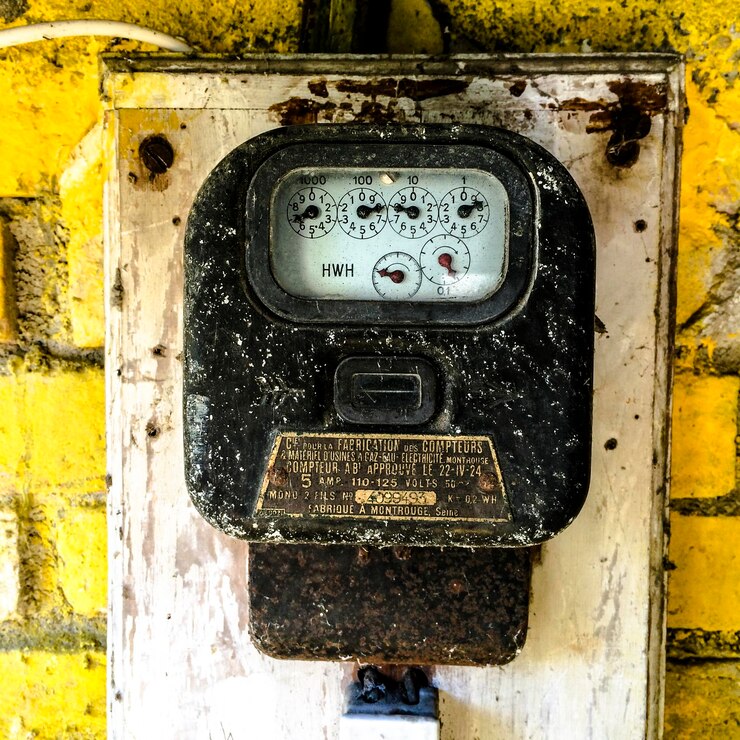 Photo compteur électrique abandonné sur le mur