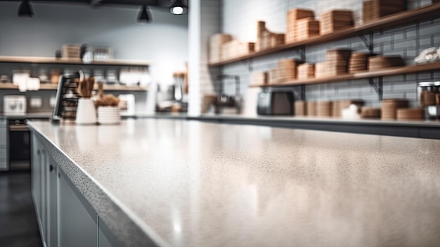 Un comptoir avec un mur en carrelage blanc et un mur en carrelage blanc.