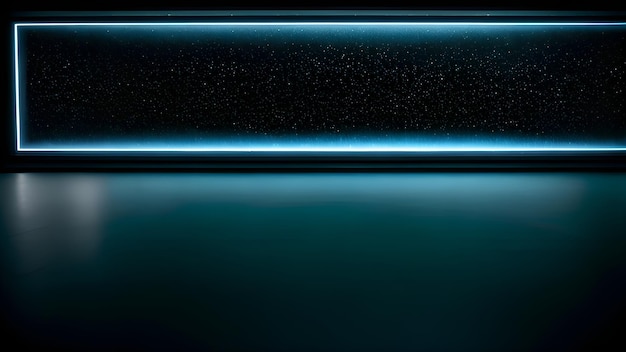 Un comptoir noir avec un fond bleu avec une petite étoile dessus.