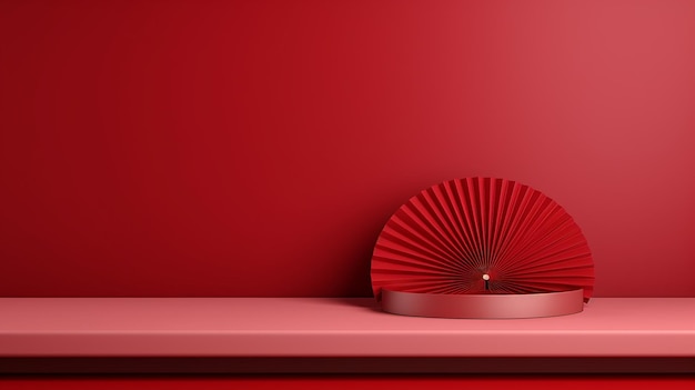 Comptoir de table rouge vide élégant et moderne 3d avec espace de copie