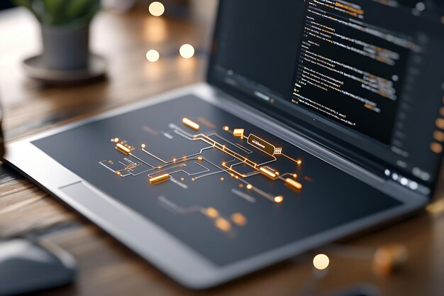 Computer monitor with programming code Code computer screen AI Generated