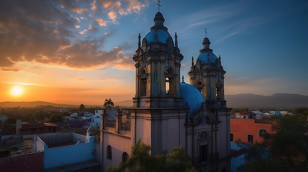 Con la luz del sol que da en la campana de la iglesia Generative Ai