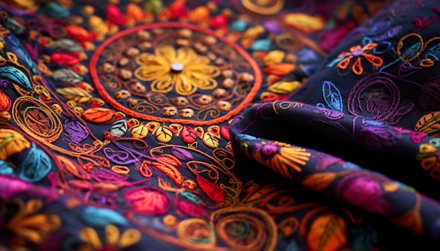 Concentrez- vous sur les détails de la broderie d'un tissu ou d'un vêtement sur le thème de Ramadant