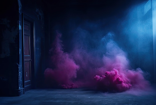 Concept abstrait de fumée de couleurs de porte et de néon
