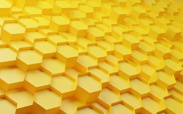 Concept abstrait hexagone jaune fond 3d