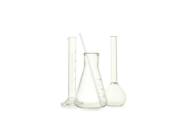 Concept d'accessoires de laboratoire isolé sur fond blanc