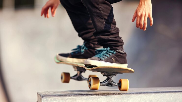 Photo le concept d'action de la rampe de patineur de parc skater gripping board avec précision dans le skatepark