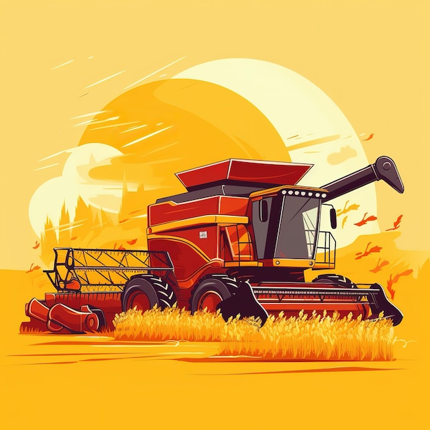 Concept agricole Tracteur labourant le champ sur fond de paysage rural Culture du sol