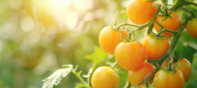 Concept d'agriculture biologique: récolte de tomates jaunes mûres en serre