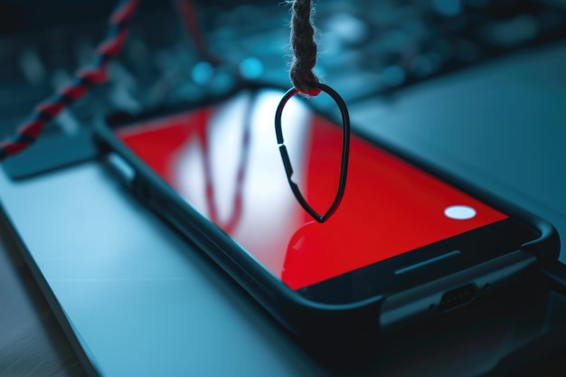 Photo concept d'alerte d'appât de phishing sur un écran de smartphone