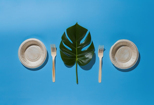 Concept alimentaire durable avec des couverts en bois biodégradables et des sacs décoratifs