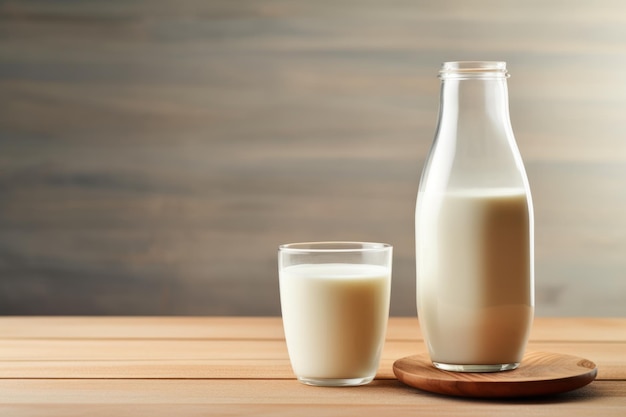 Concept d'alimentation saine avec bouteille de lait et verre