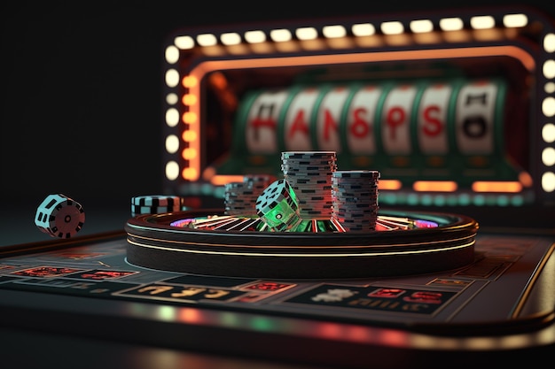 Concept d'aménagement de casino en ligne cartes à jouer dés jetons poker en ligne roulette paris sportifs football Vegas jeu machine à sous décorations créatives