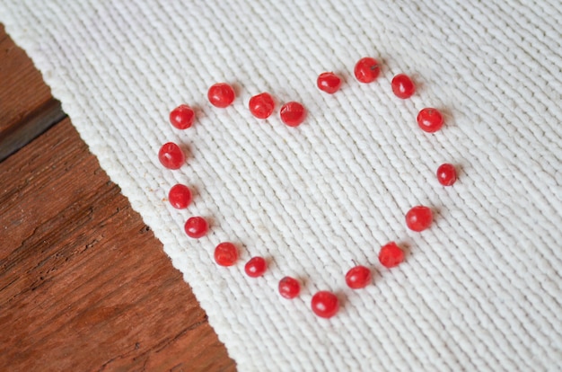 Concept de l&#39;amour avec des baies rouges en forme de coeur