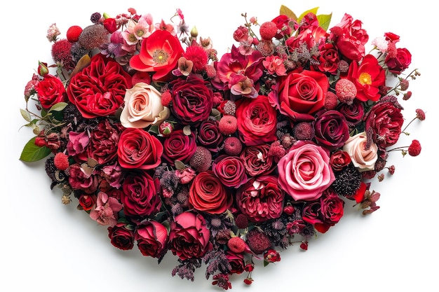 Concept d'amour Un bouquet de roses rouges en forme de cœur Rapprochement extrême IA générative