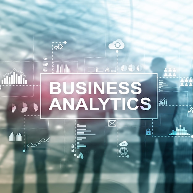 Concept d'analyse commerciale sur fond de double exposition