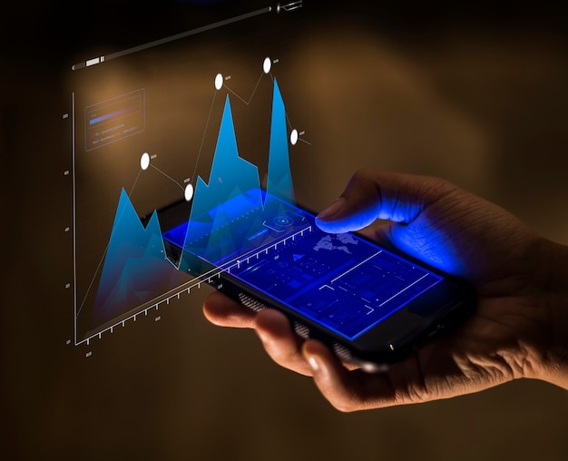 Concept d'analyse de finance et d'entreprise de smartphone