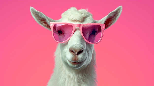 concept d'animal créatif chèvre dans des lunettes de soleil fabriqué par l'IA générative