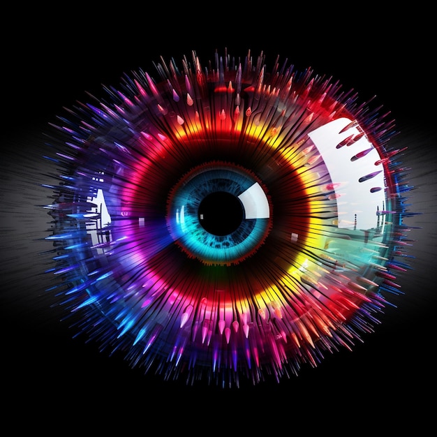 Photo le concept d'animation de l'iris multicolore de l'œil humain