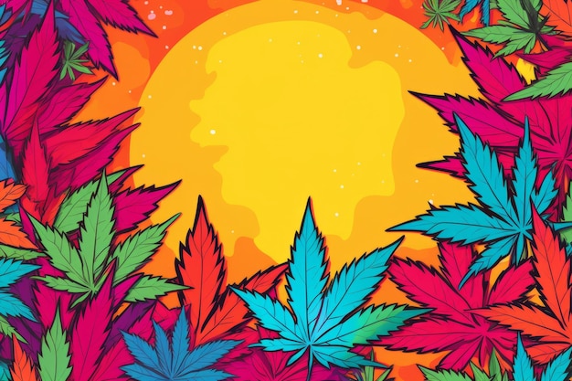 Concept d'annonces de cannabis pop art coloré avec espace de copie IA générative