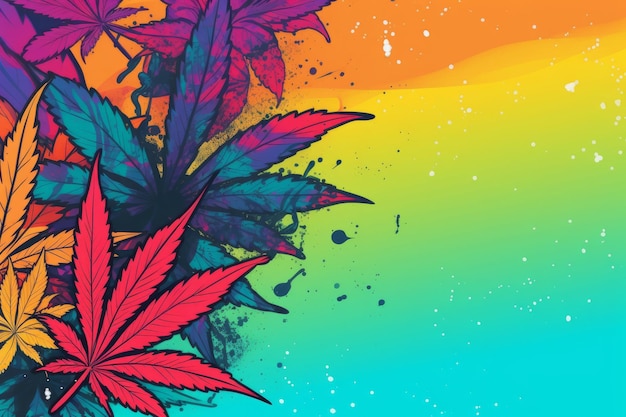 Concept d'annonces de cannabis pop art coloré avec espace de copie IA générative