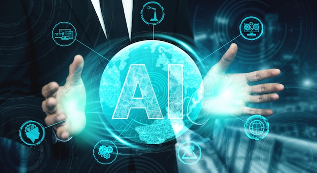 Concept d'apprentissage IA et d'intelligence artificielle.