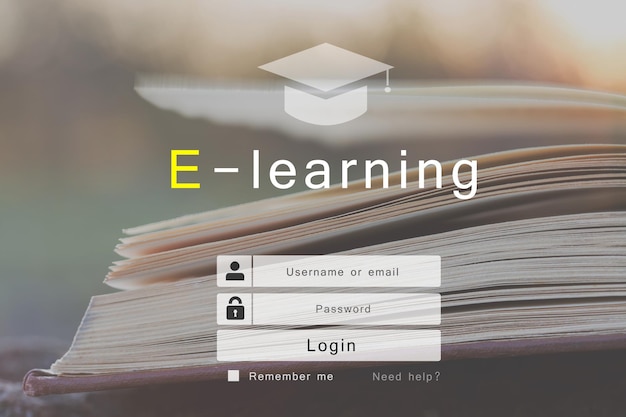 Concept d'apprentissage en ligne connexion à l'éducation en ligne ou conception d'écran d'inscription