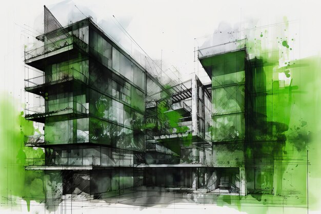 Le concept d'architecture verte matériaux industriels composition équilibrée de l'école de Barbizon