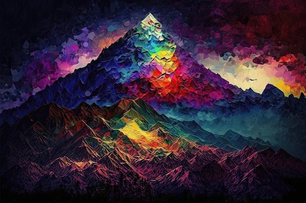 Concept d'art abstrait moderne d'ombrage coloré dans le naturel de la montagne