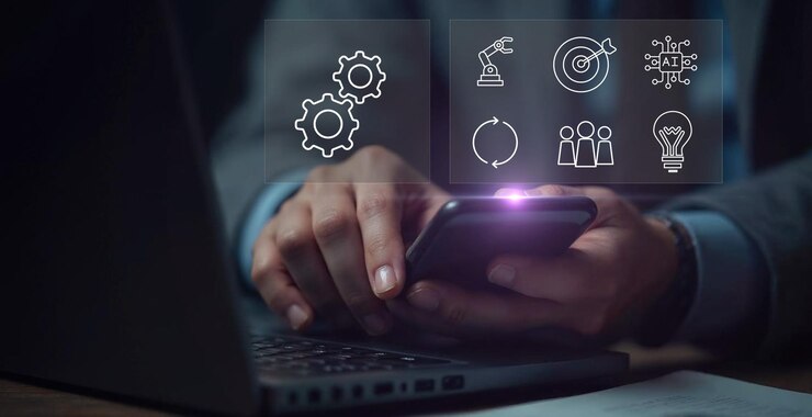 Photo concept d'automatisation optimiser le flux de travail des processus d'affaires