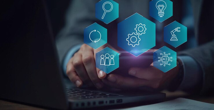 Photo concept d'automatisation optimiser le flux de travail des processus d'affaires