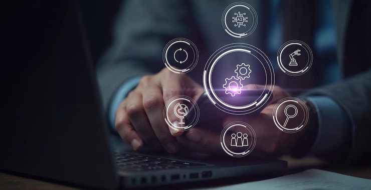 Photo concept d'automatisation optimiser le flux de travail des processus d'affaires