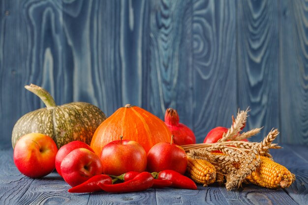 Concept d'automne avec des fruits et légumes de saison