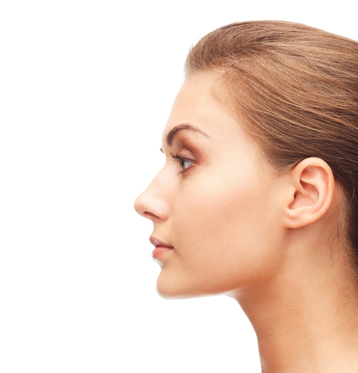 Photo concept de beauté et de santé - portrait de profil de jeune femme
