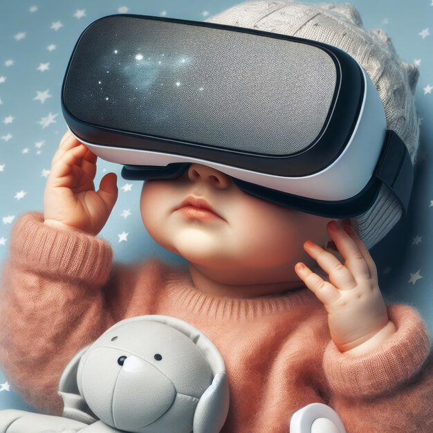 Concept de bébé avec des lunettes VR