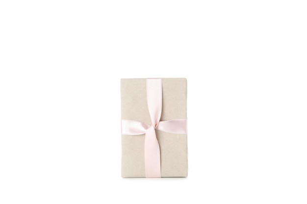 Concept de belle boîte cadeau cadeau de Noël isolé sur fond blanc