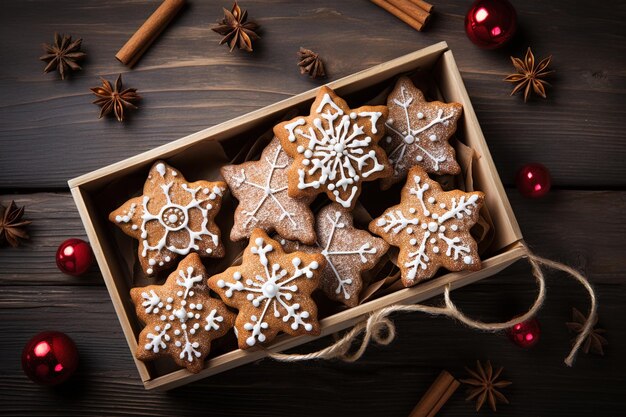 Concept de biscuits de Noël sur la table dans des couleurs chaudes