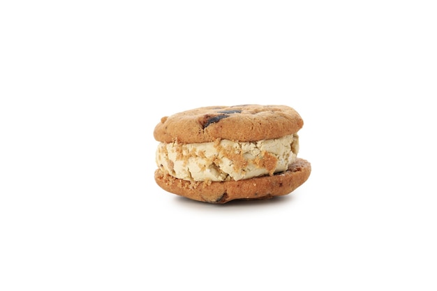 Concept De Biscuits Sucrés Avec Crème Glacée Isolé Sur Fond Blanc